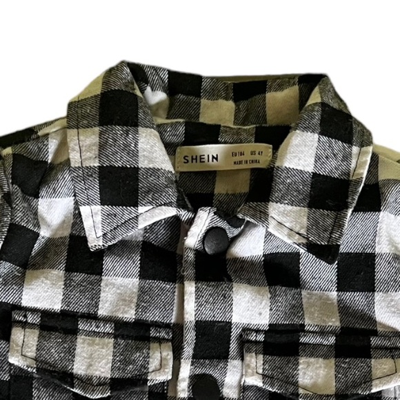 Shein | Toddler Flannel Shacket Plaid Long Sleeve Button Down Shacket Kids - Picture 3 of 15